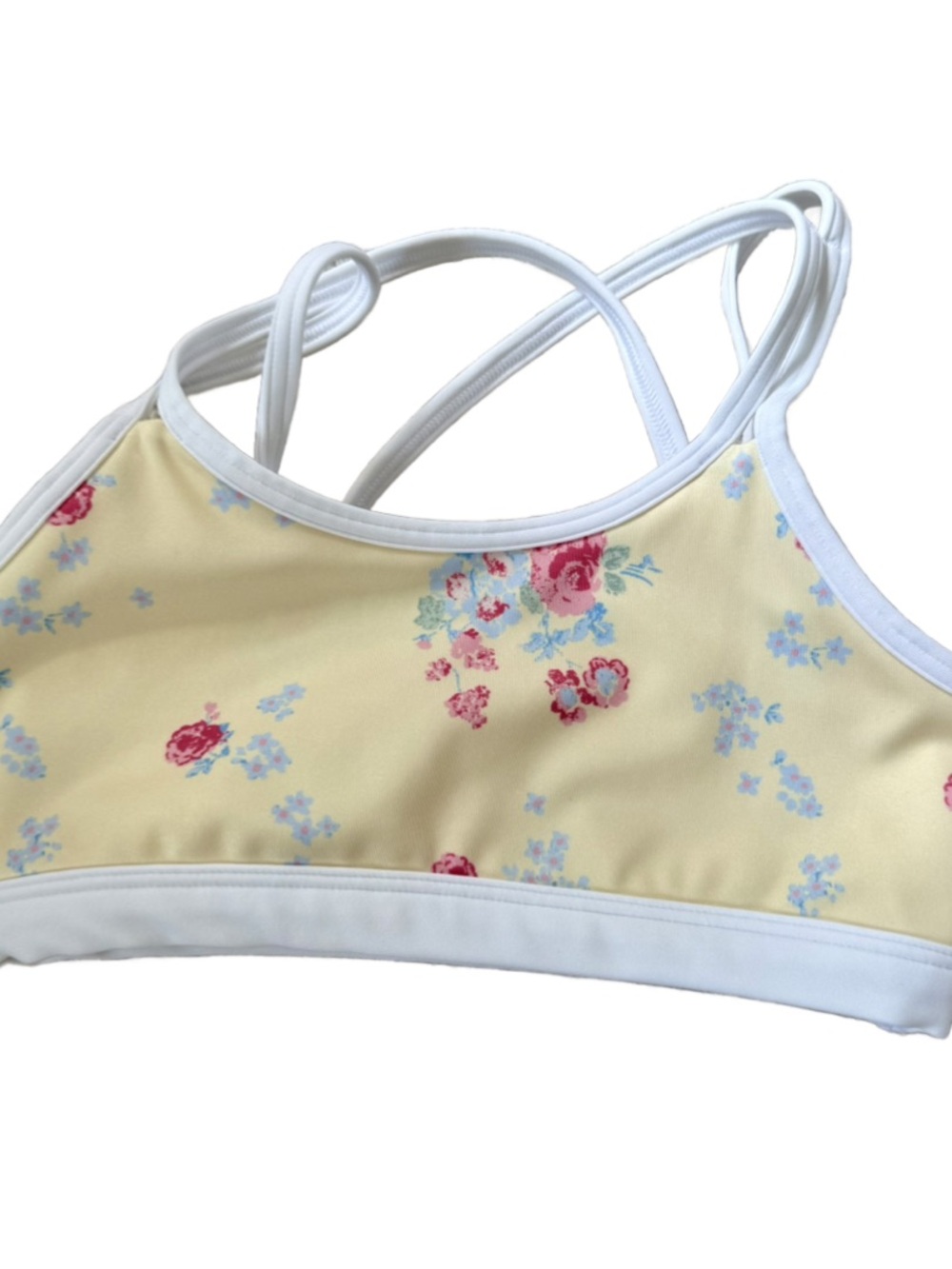 abercrombie kids Pale Yellow Floral Bra Top with White Straps